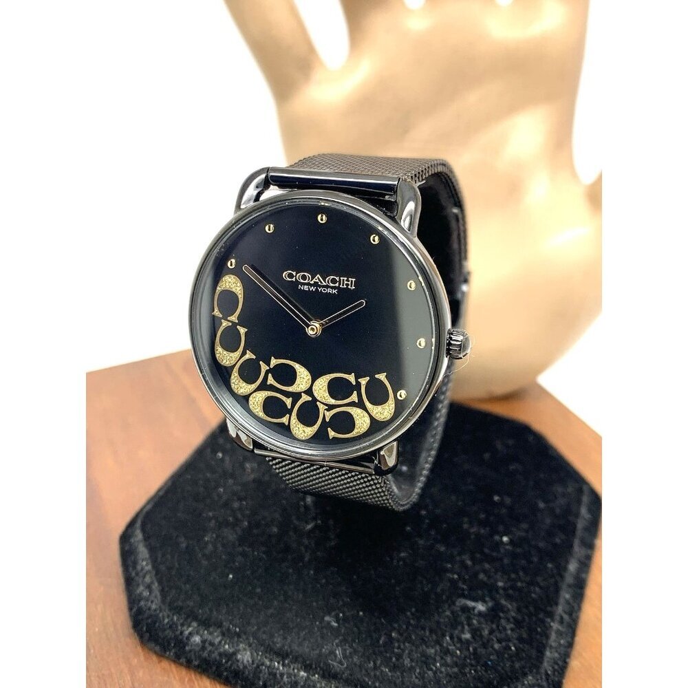 Coach Women's Watch 14504340 Elliot Quartz Black Dial Mesh Stainless Steel 36mm